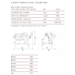 AFFETTATRICE A GRAVITÀ FAC F195 CE PROFESSIONALE (AFFILATOIO STACCATO)