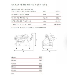 AFFETTATRICE A GRAVITÀ FAC F195 AF DOMESTICO (AFFILATOIO FISSO) COLORATA