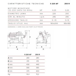 AFFETTATRICE A GRAVITÀ FAC S220 AF CE DOMESTICO (AFFILATOIO FISSO)