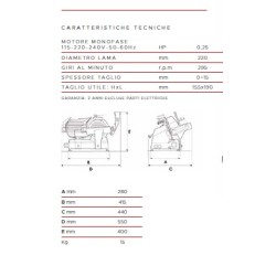 AFFETTATRICE A GRAVITÀ FAC S220 AF CE PROFESSIONALE (AFFILATOIO FISSO) COLORATA POMELI METALIZZATI