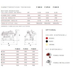 AFFETTATRICE A GRAVITÀ FAC F250E CE DOMESTICO (AFFILATOIO FISSO) COLORATA