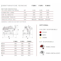 AFFETTATRICE A GRAVITÀ FAC F250I CE DOMESTICO (AFFILATOIO FISSO) POMOLI METALIZZATI