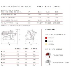 AFFETTATRICE A GRAVITÀ FAC F275E CE PROFESSIONALE (AFFILATOIO FISSO) COLORATA