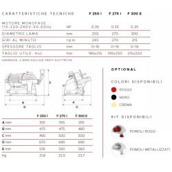 AFFETTATRICE A GRAVITÀ FAC F275I CE DOMESTICO (AFFILATOIO FISSO) COLORATA