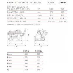 AFFETTATRICE A GRAVITÀ FAC F275IL CE DOMESTICO (AFFILATOIO FISSO)