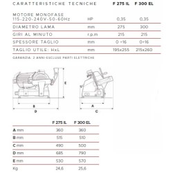 AFFETTATRICE A GRAVITÀ FAC F275IL CE PROFESSIONALE (AFFILATOIO FISSO) COLORATA