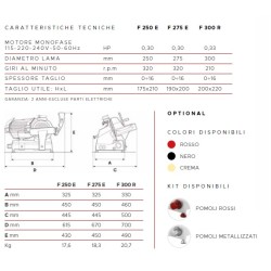AFFETTATRICE A GRAVITÀ FAC F300R CE PROFESSIONALE (AFFILATOIO FISSO) COLORATA