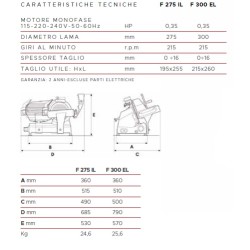 AFFETTATRICE A GRAVITÀ FAC F300EL CE PROFESSIONALE (AFFILATOIO FISSO) POMOLI ROSSI