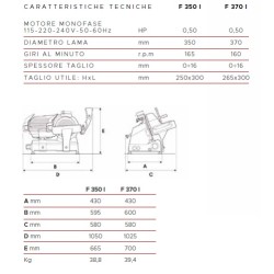 AFFETTATRICE A GRAVITÀ FAC F370I CE PROFESSIONALE (AFFILATOIO FISSO) POMOLI METALLIZZATI