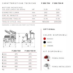 AFFETTATRICE VERTICALE FAC TAGLIA SALUMI LINEA STANDARD F250 TS-V CE DOMESTICO (AFFILATOIO FISSO)