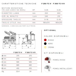 AFFETTATRICE VERTICALE FAC TAGLIA SALUMI LINEA STANDARD F250 TS-V CE PROFESSIONALE (AFFILATOIO FISSO) + POMOLI ROSSI