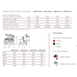 AFFETTATRICE VERTICALE FAC TAGLIA SALUMI LINEA LUSSO F350 TS-V L CE PROFESSIONALE (AFFILATOIO FISSO) + POMOLI METALLIZZATI