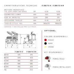 AFFETTATRICE VERTICALE FAC TAGLIA CARNE LINEA STANDARD F250 TC-V CE PROFESSIONALE (AFFILATOIO FISSO) POMOLI ROSSI