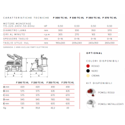 AFFETTATRICE VERTICALE FAC TAGLIA CARNE LINEA LUSSO F330 TC-V L CE PROFESSIONALE (AFFILATOIO FISSO) + POMOLI ROSSI