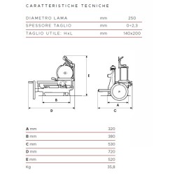 AFFETTATRICE FAC MANUALI A VOLANO MOD 250 VO LINEA STANDARD VOLANO PIENO COLORATA CE PROFESSIONALE