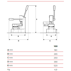 BISTECCATRICE FAC HR 130 HAMBURGER ALLUMINIO E ACCIAIO INOX DIAMETRO 130MM