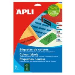 Confezione APLI 01437 480 etichette rettangolari 70x37 mm 20 fogli da 24 etichette Giallo