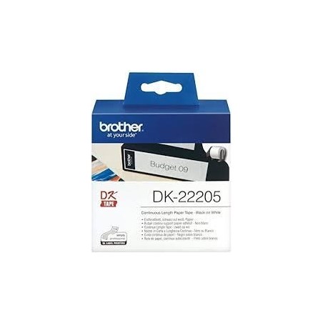 ETICHETTE ADESIVE COMPATIBILI Brother DK22205 DK-22205 30.48mt 62mm senza supporto